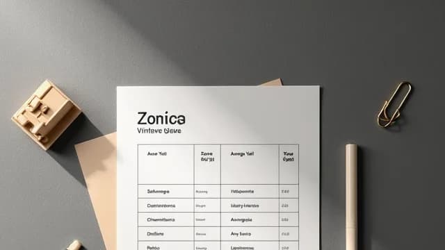 Documento con una tabla, un lápiz y pequeños objetos sobre una mesa